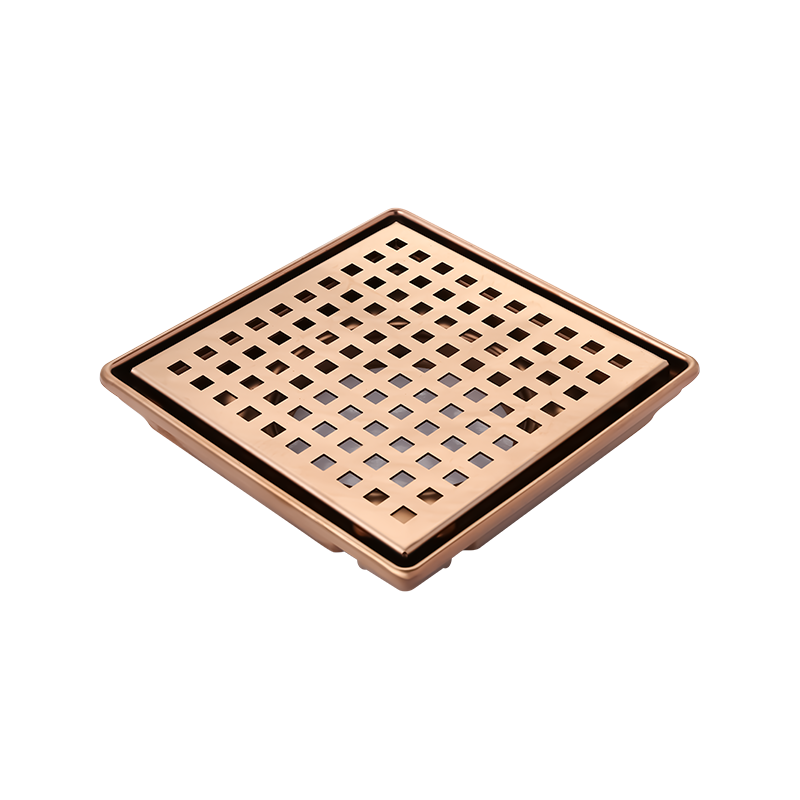 SZ119-20RG   200x200mm 8" x 8" Shining rose golded finishing rose golden finishing stainless steel tile drain with removeable cover and ABS siphon