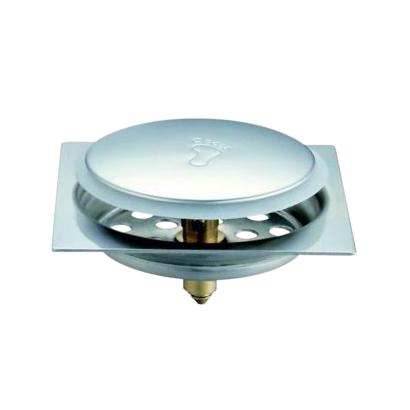 SZ106-10   100x100mm Square stainless steel kitchen washing machine floor drain click clack with pop-up brass cartridge