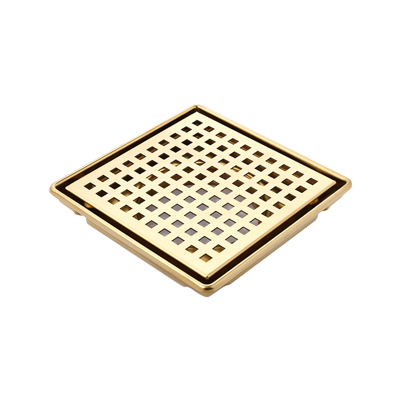 SZ119-20G   200x200mm 1.2mm Thickness shining golden finishing stainless steel tile drain with removeable cover and ABS siphon