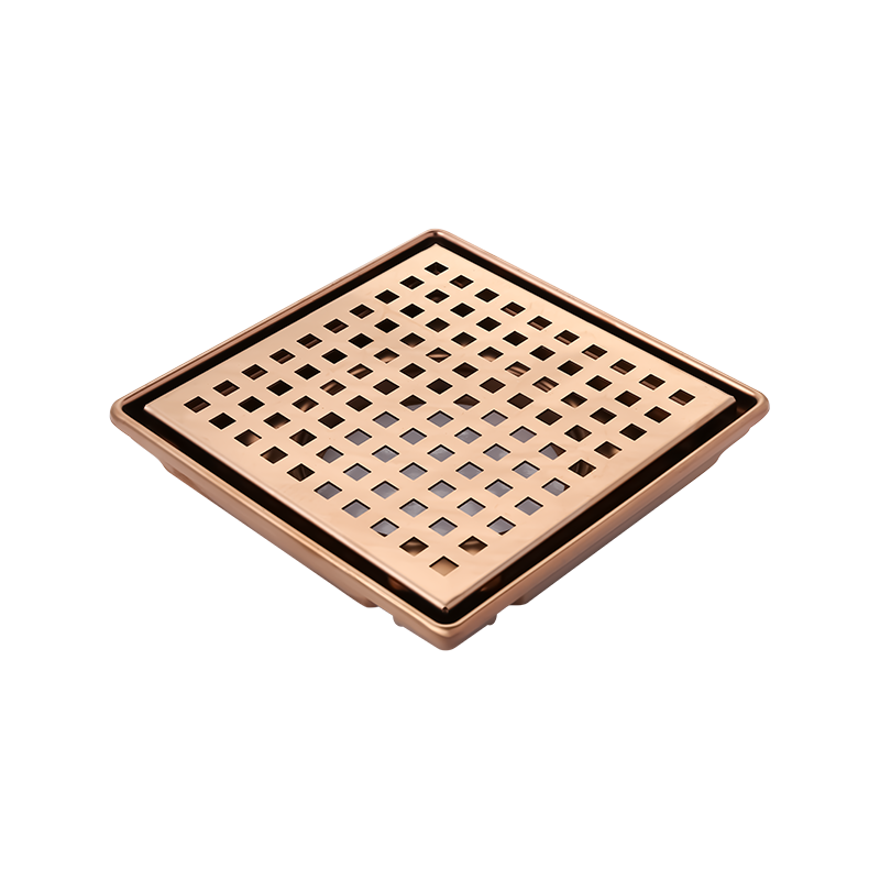 SZ119-20RG   200x200mm 8" x 8" Shining rose golded finishing rose golden finishing stainless steel tile drain with removeable cover and ABS siphon