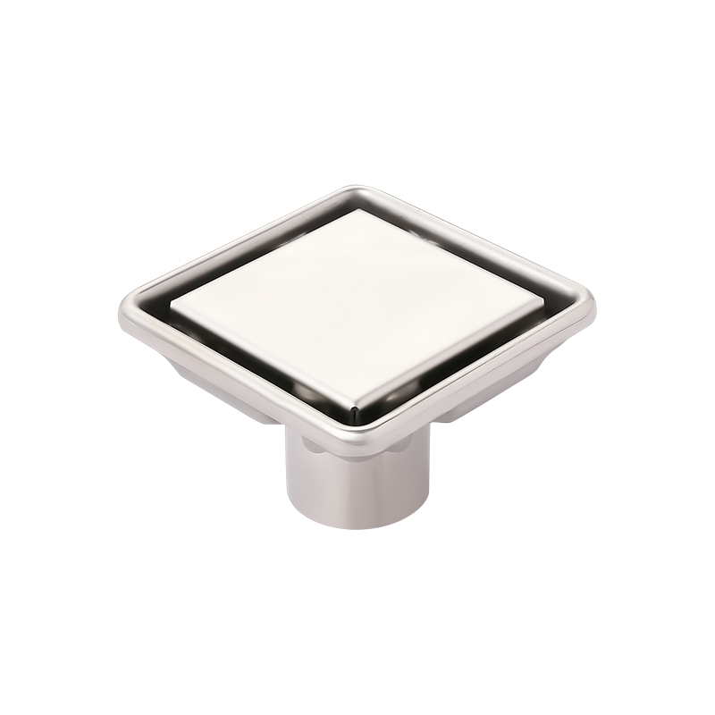 SZ129-10   100x100mm 4" x 4" Mirror polished finished satin finishedfountain stainless steel tile drain with removeable cover and siphon cover depth 20mm
