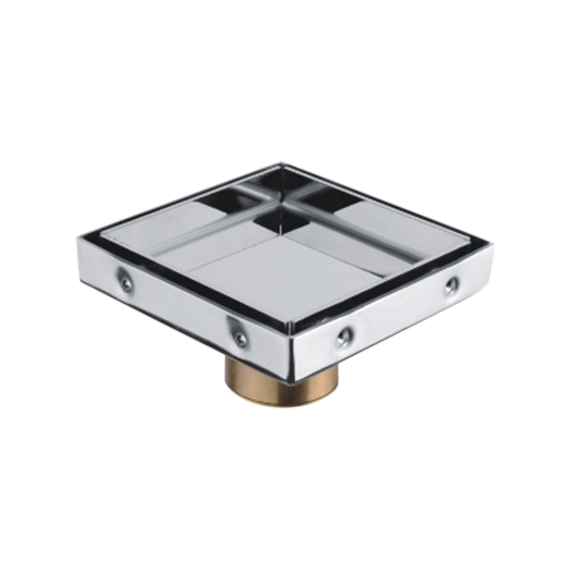 SZ114-10   100x100mm SS201, SS304 Satin finished brass siphon stainless steel tile drain with removeable cover 