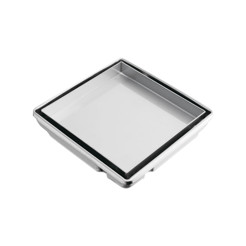 SZ118-15   150x150mm SS304 Shower area stretching stainless steel tile drain with removeable cover and ABS siphon