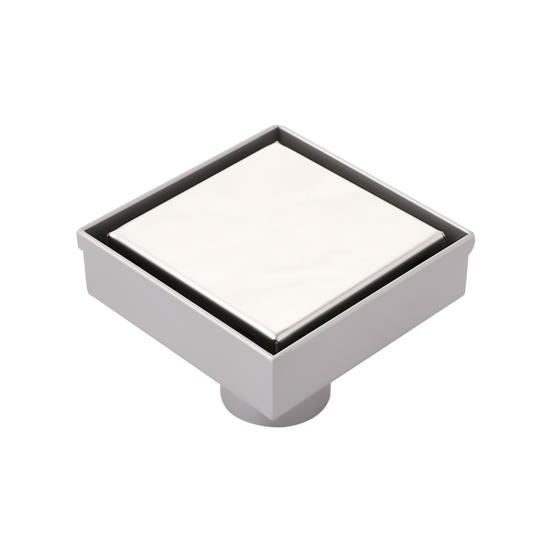 SZ122-10   100x100mm 4" x 4" Reversible tile holder shower area stainless steel tile drain with removeable cover and ABS siphon and cover holder